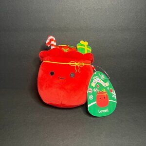 NWT Original Squishmallow Kellytoy Lowell the Santa Sack Bag Christmas Plush 5"